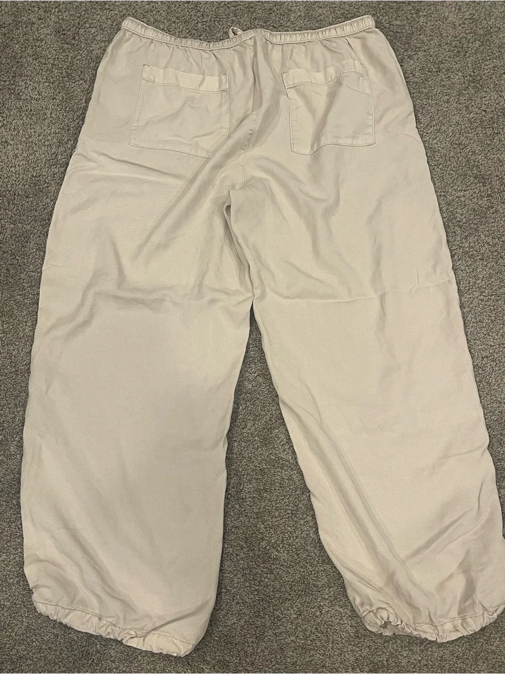 Nicole Miller Beige Wide Leg Jogger Pants Minimalist Quiet Luxury Lyocell XL - Picture 4 of 4